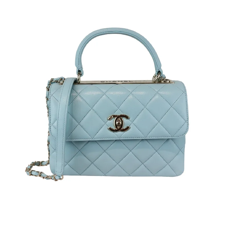 Trendy CC Flap Small Lambskin Quilted Light Blue GHW