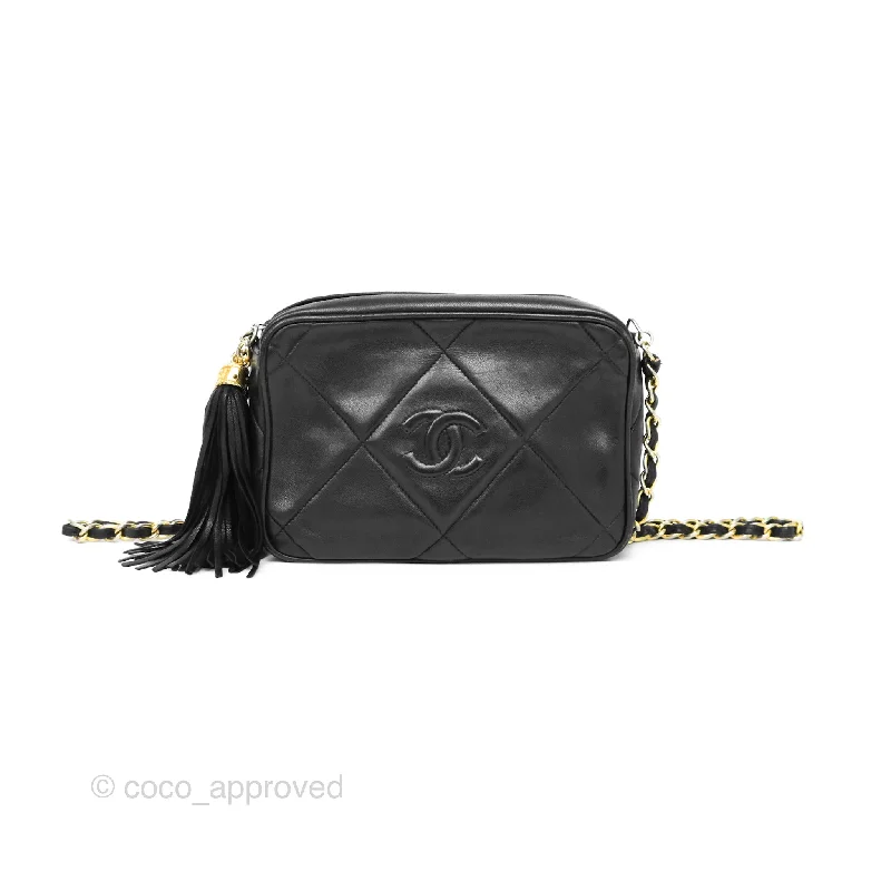 Chanel Vintage Small Camera Bag Black Lambskin Gold Hardware