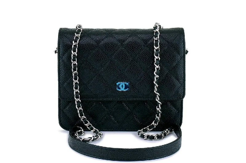 NIB Chanel Caviar Black Classic Square WOC Wallet on Chain Flap Bag