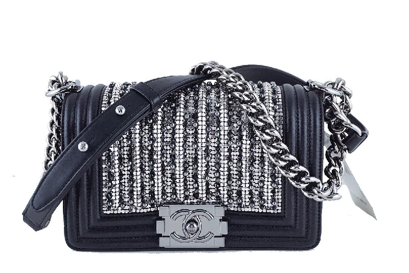 NWT Rare 15K Chanel Jeweled Small Pearls Crystals Embellished Boy Flap Bag