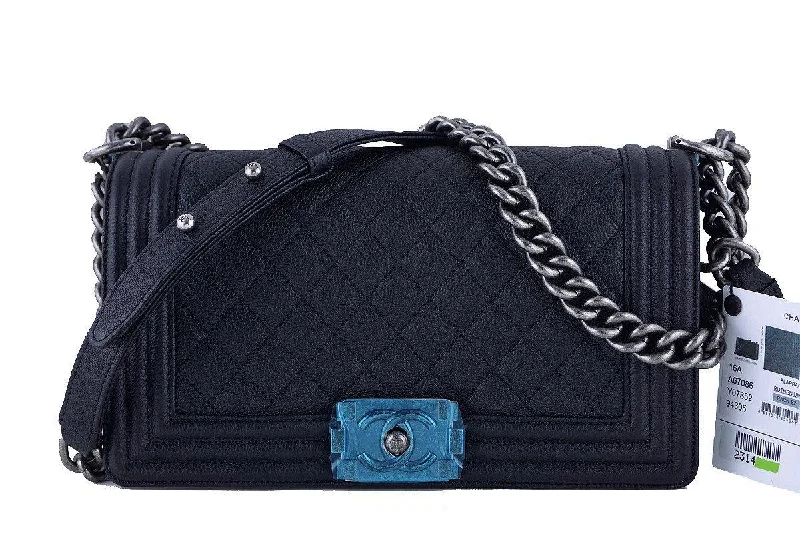 NWT 16S Chanel Black Le Boy Classic Flap, Medium Caviar Bag