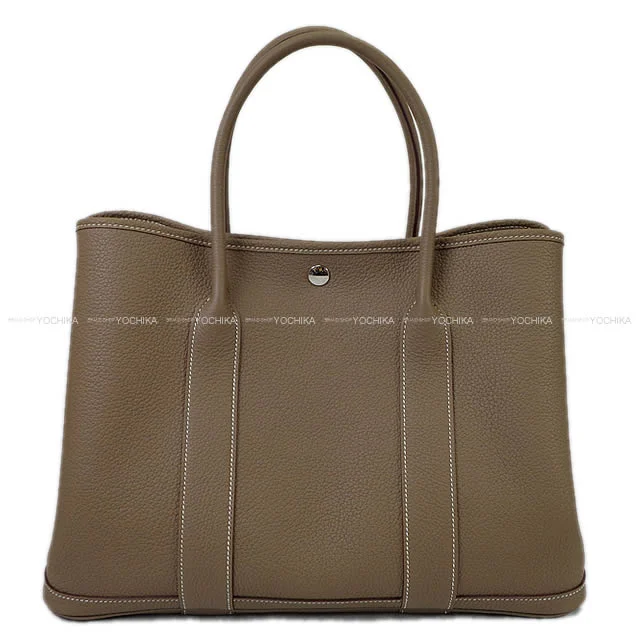 HERMES tote bag Garden Party 36 PM All Leather Etoupe Veau Negonda Silver HW Stamp W[BRAND NEW][Authentic]