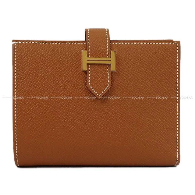 HERMES Bi-fold wallet Bearn Compact Gold Veau Epsom Gold HW Stamp W[BRAND NEW][Authentic]