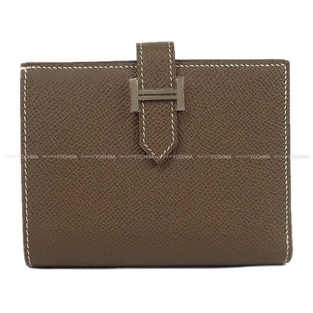 HERMES Bi-fold wallet Bearn Compact Etoupe Veau Epsom Silver HW Stamp B[BRAND NEW][Authentic]