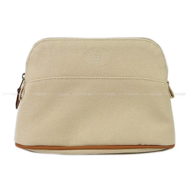 HERMES Accessory Pouch Bolide Pouch 20 mini Naturel Ivory Cotton100% Silver HW[BRAND NEW][Authentic]