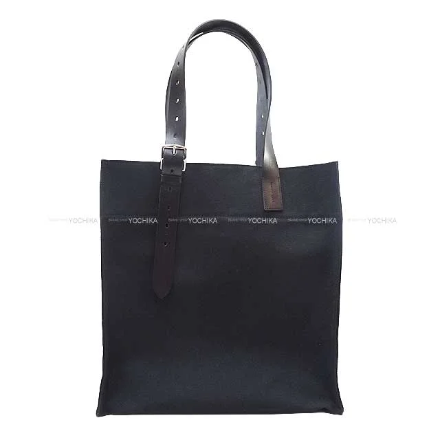 HERMES tote bag Etriviere 41 Shopping Noir (Black) Toile going canvas/Veau Tadelakt Silver HW Stamp B[EXCELLENT][Authentic]