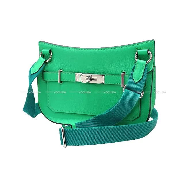 HERMES Shoulder bag Jypsiere Mini Vert comics Evercolor Silver HW Stamp B[EXCELLENT][Authentic]