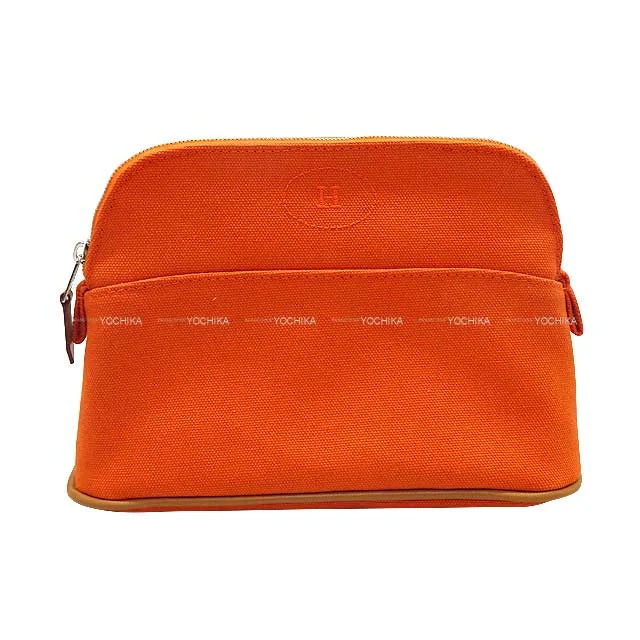 HERMES Pouch Bolide 20 Mini Cotton100% Silver HW[EXCELLENT][Authentic]