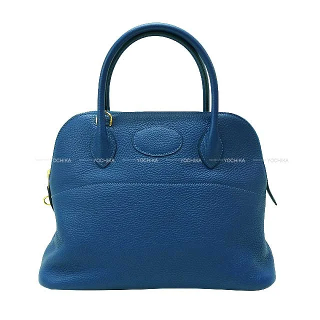 HERMES Shoulder bag Bolide31 Deep Blue Taurillon Clemence Gold HW Stamp Y[EXCELLENT][Authentic]