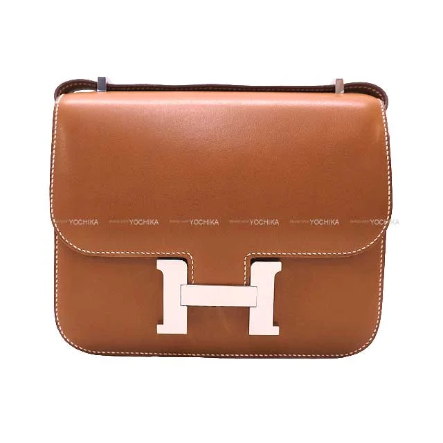 HERMES Shoulder bag Constance 3 18 Fauve Veau Barenia Silver HW Stamp Y[EXCELLENT][Authentic]