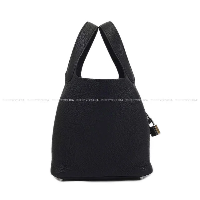 HERMES Handbag Picotin Lock 18 PM Noir (Black) Taurillon Clemence Silver HW Stamp W[Authentic]