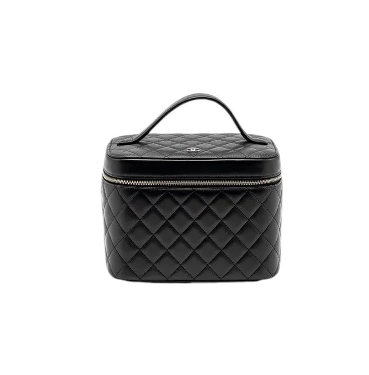 Chanel Quilted Vanity Case in Black Lambskin - Unused