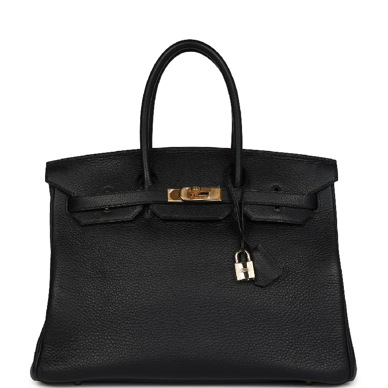 Pre-owned Hermes Birkin 35 Black Togo Gold Hardware