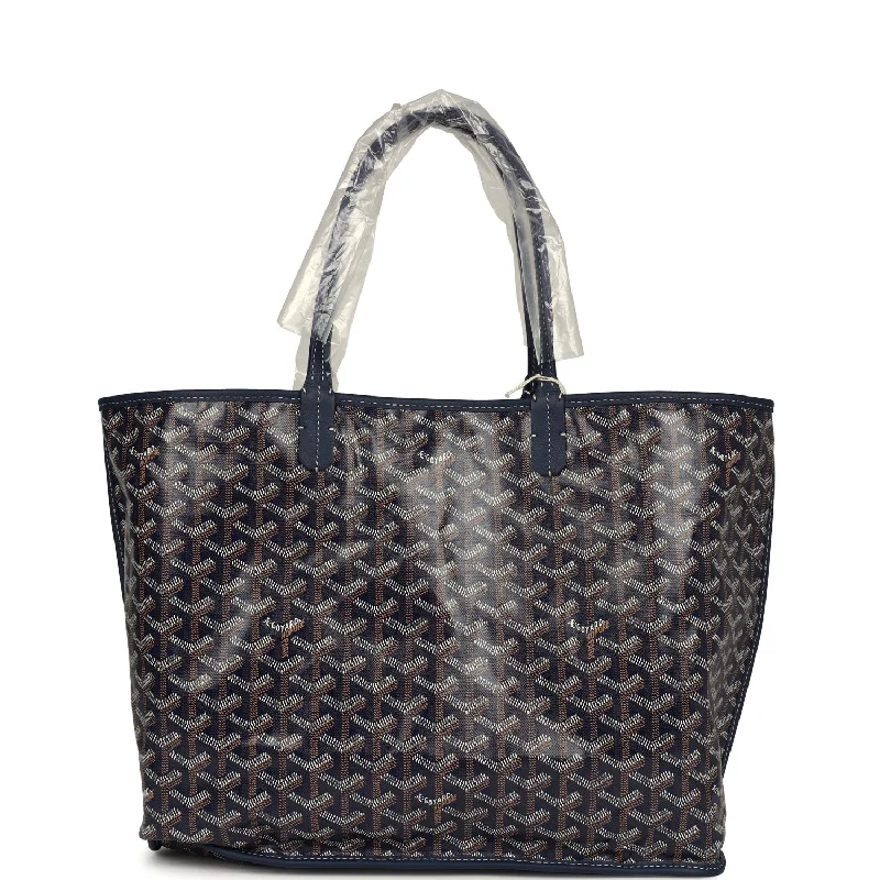 Goyard Anjou PM Navy Goyardine Canvas Palladium Hardware