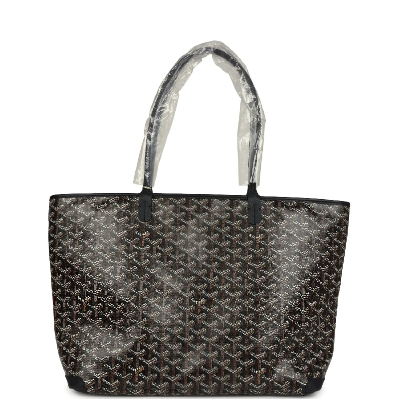 Goyard Artois Tote MM Black Goyardine Canvas & Chevroches Calfskin Palladium Hardware