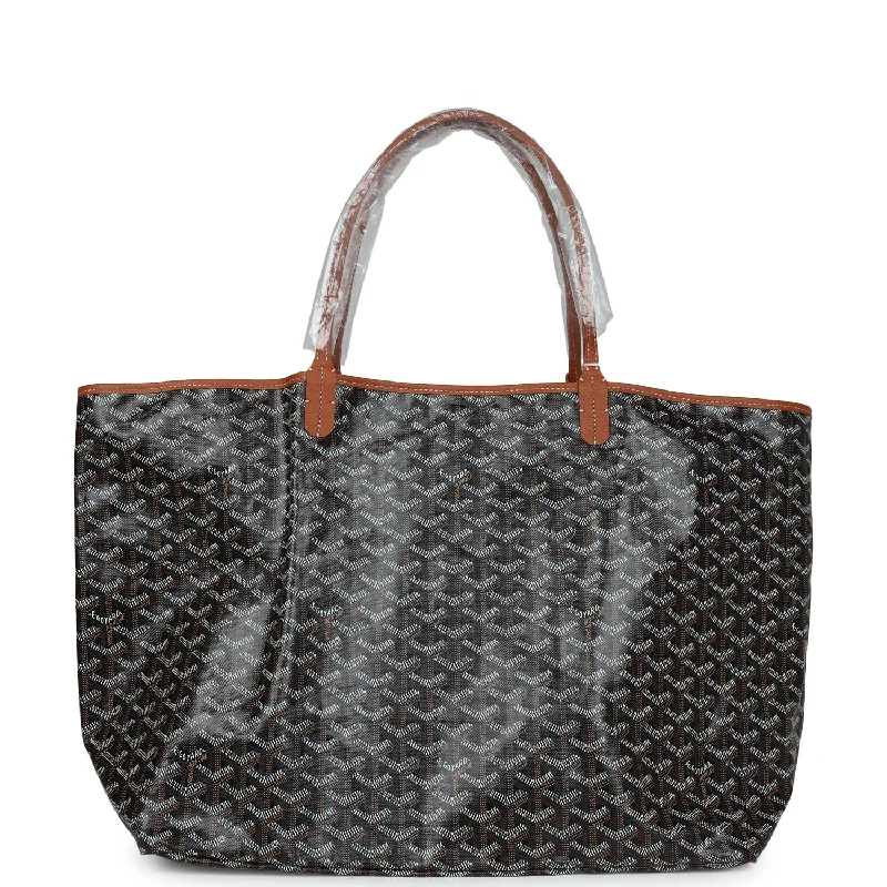 Goyard Goyardine Black and Brown Saint Louis GM Tote Bag Palladium Hardware