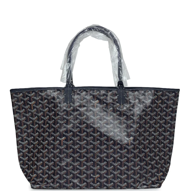 Goyard Goyardine Navy St. Louis PM Tote Bag Palladium Hardware