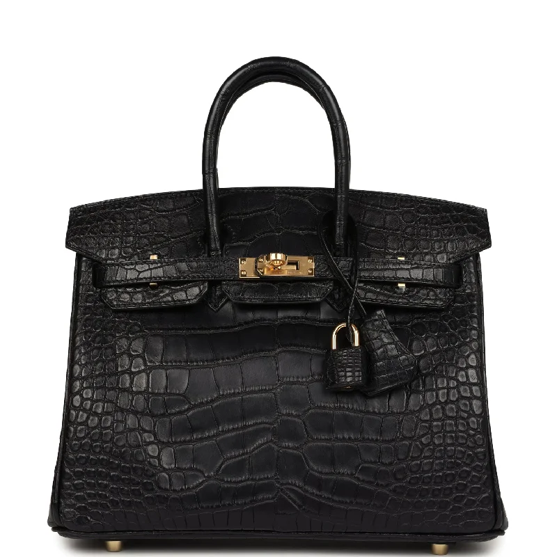 Hermes Birkin 25 Black Matte Alligator Gold Hardware