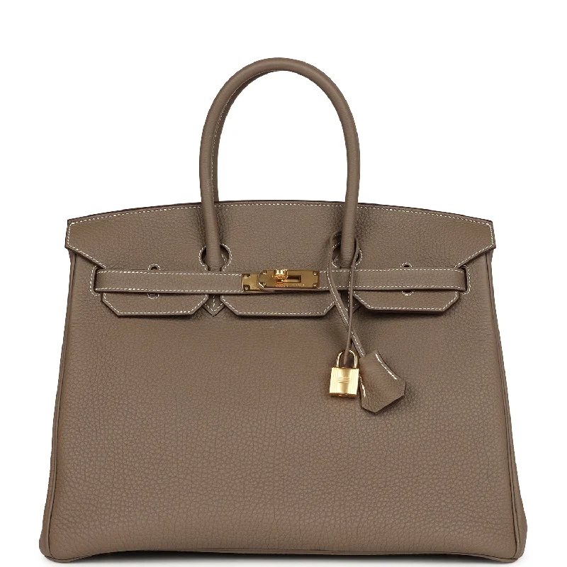 Pre-owned Hermes Birkin 35 Etoupe Togo Gold Hardware