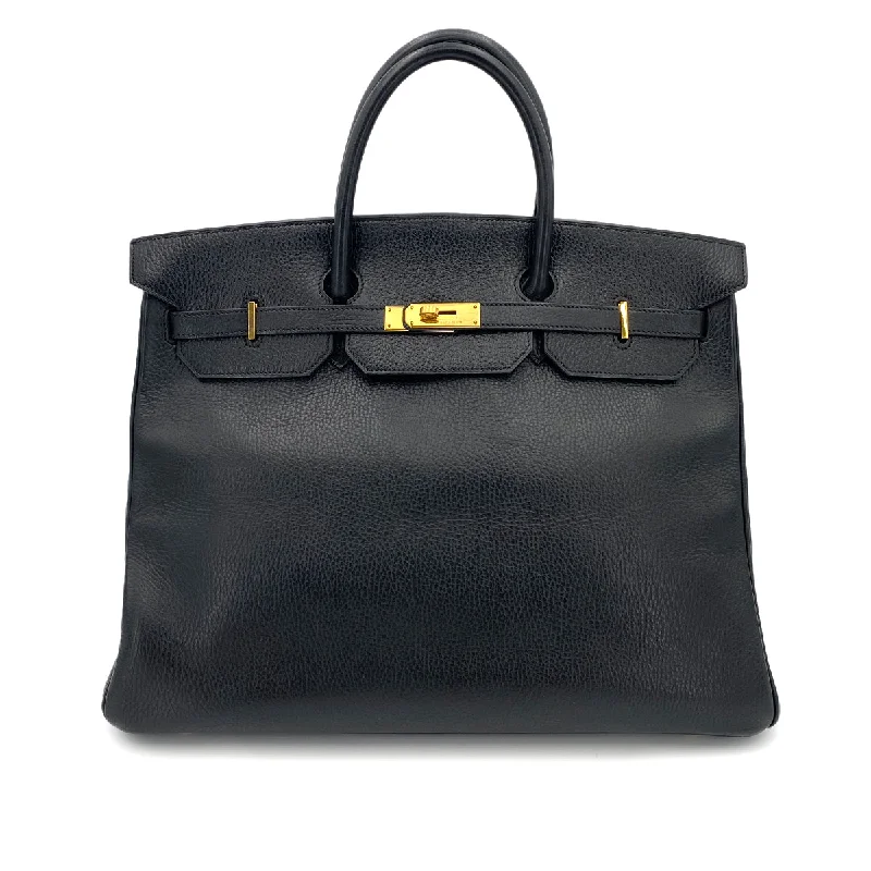 HERMES BIRKIN 40 BLACK ARDENNES HAND BAG □A 90250462