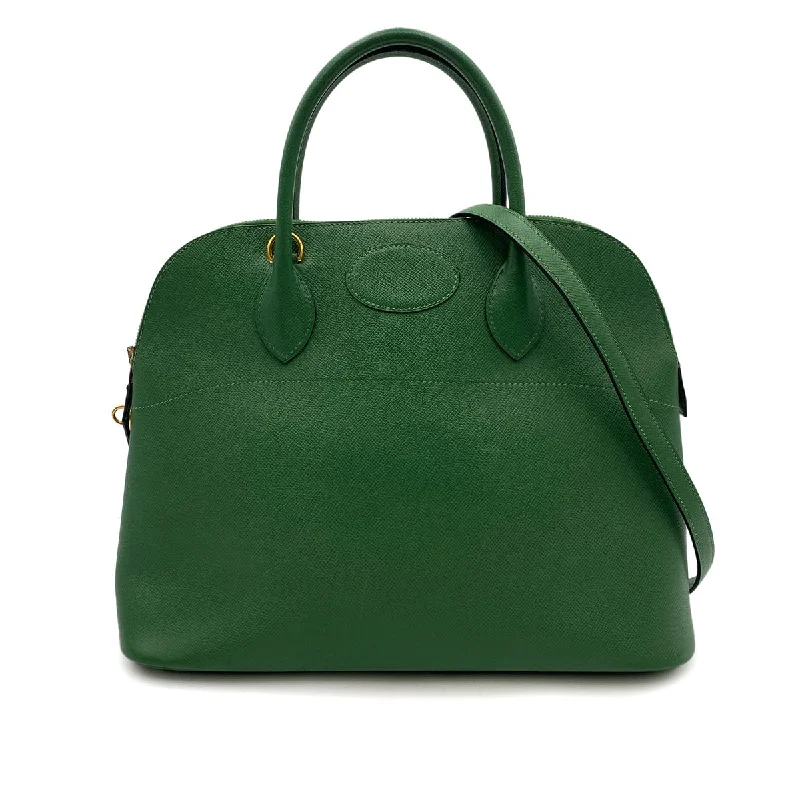 HERMES BOLIDE 35 GREEN TYPE COUCHEVEL HAND SHOULDER BAG □E 90248835