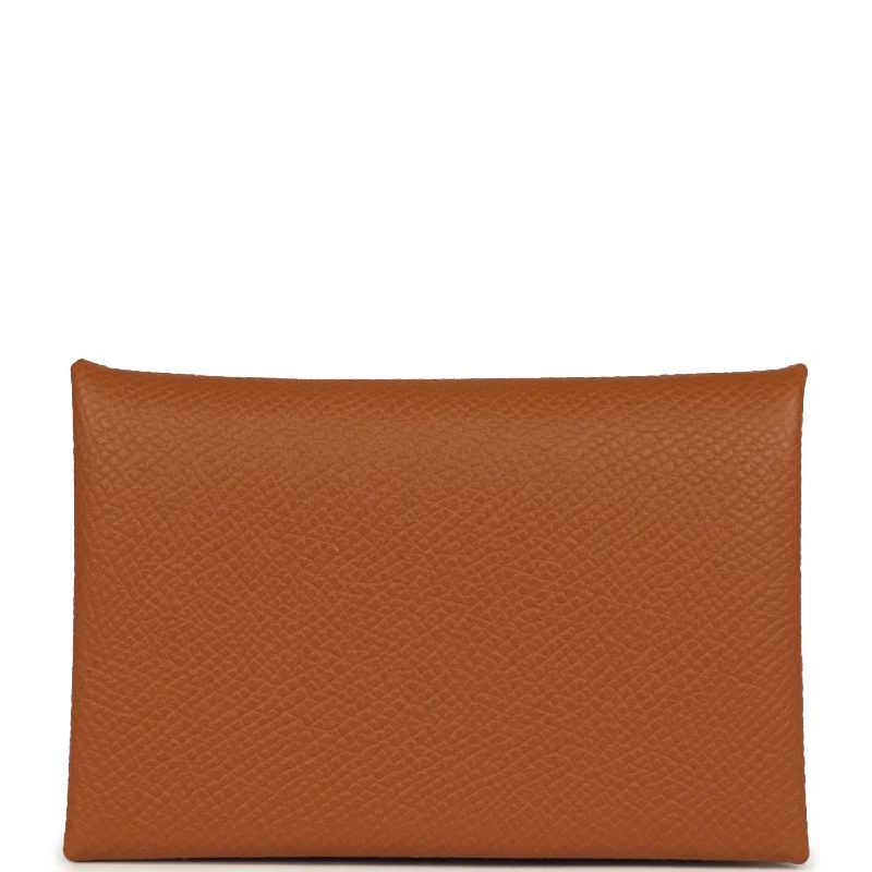 Hermes Calvi Card Holder Gold Epsom Palladium Hardware