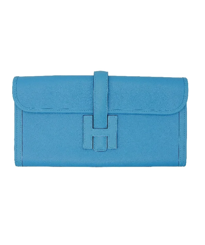 Hermes Jige Clutch Blue Du Nord/ Vert Verone RJC3738