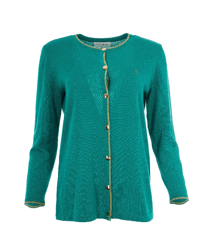 Yves Saint Laurent Vintage Embroidered Green Cardigan  ALL0793